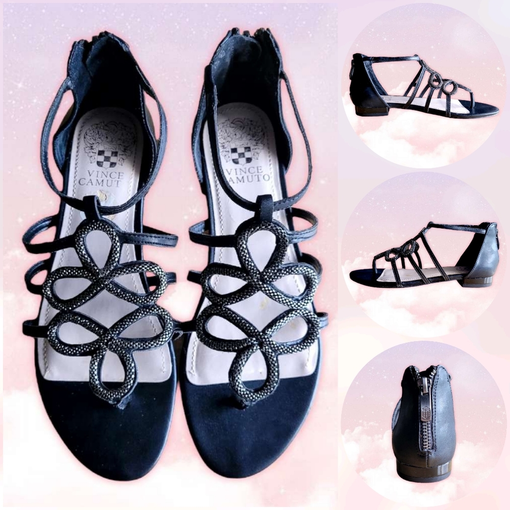 Vince Camuto Black Soft Nappa VP-Harissa Gladiator Sandals